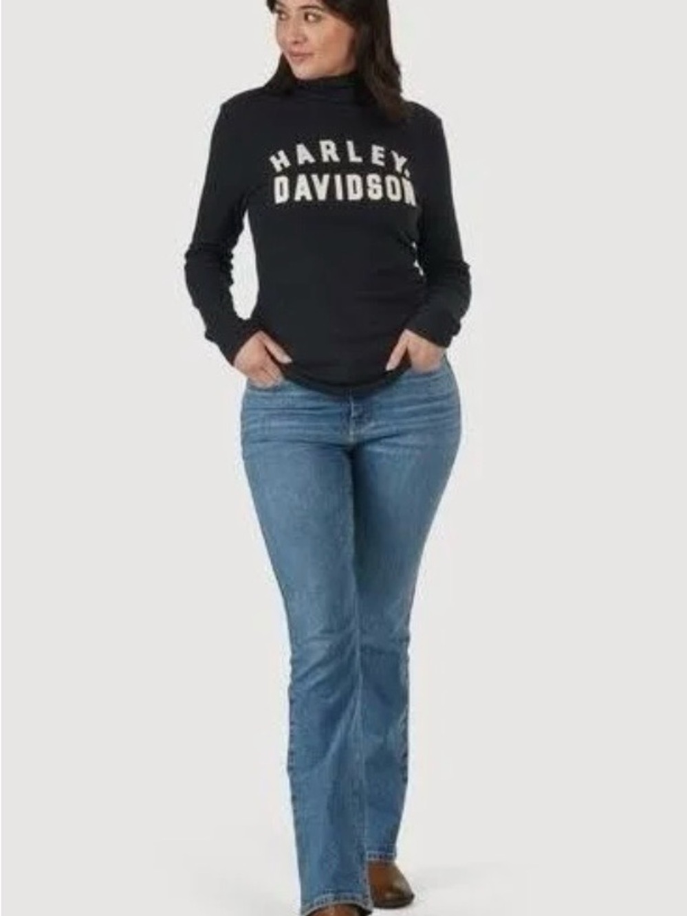 Harley-Davidson Black Turtleneck with White Lettering